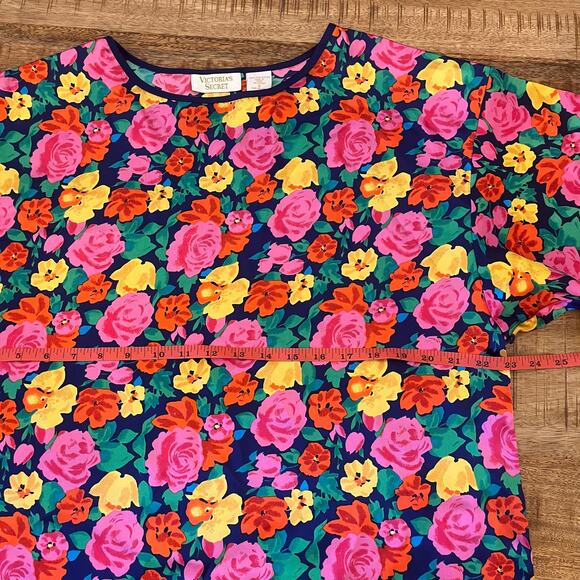 Vintage Victorias Secret Floral Nightgown S Satin Gold Label Sleep Shirt Pajamas - Picture 9 of 10